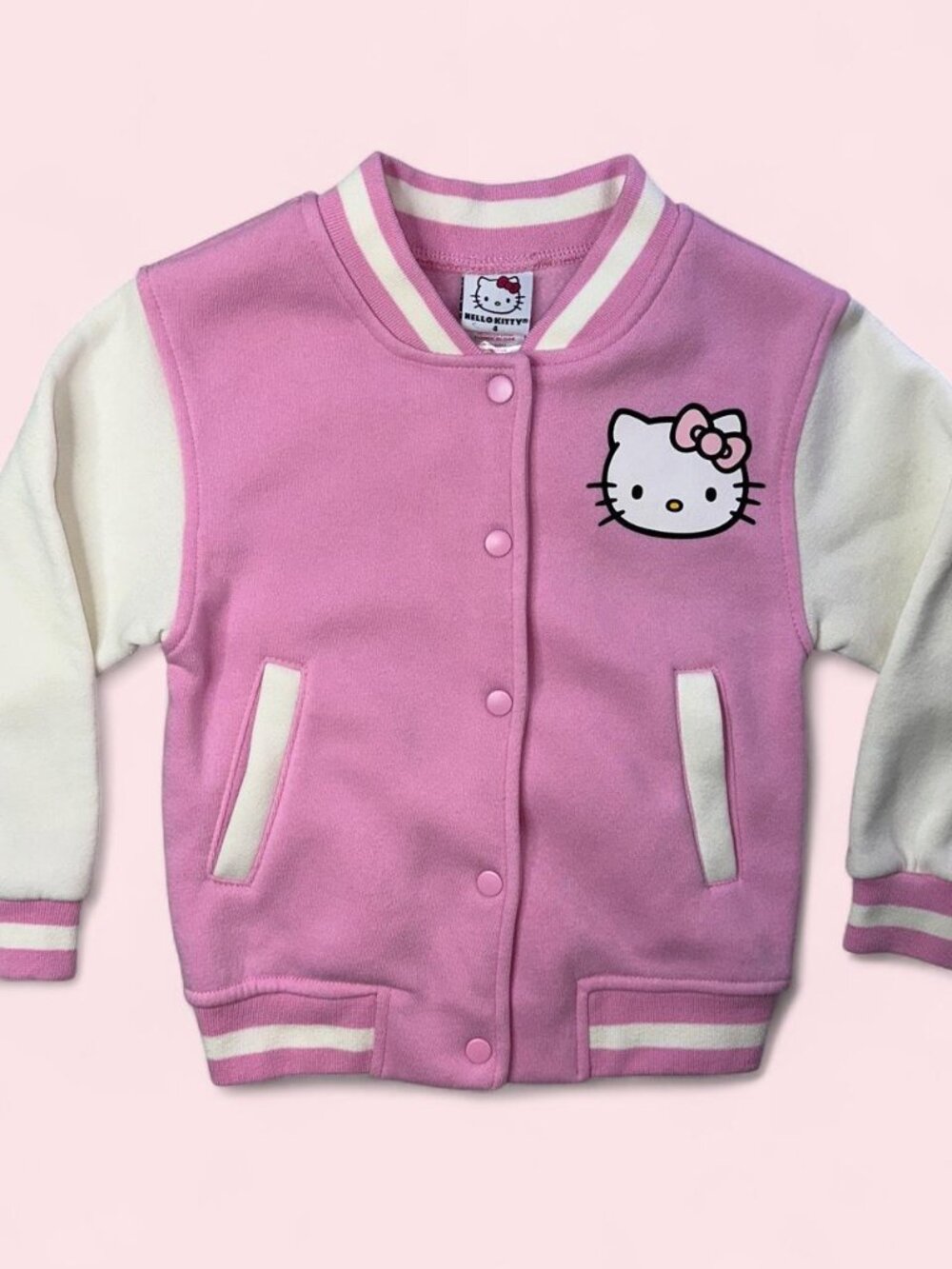 Sanrio Kids' Pink and White Varsity Sweater size 4T